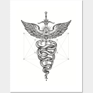 Caduceus_Black Posters and Art